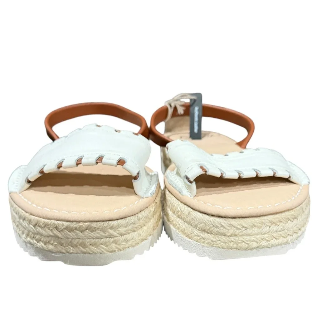 Castell Menorca Menorquina Sandals Womens 7.5 White Brown Leather Espadrille NWT
